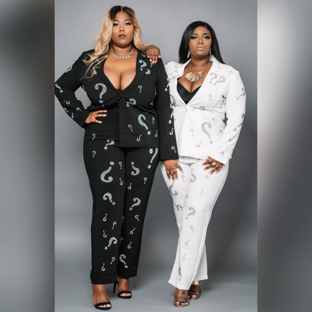 L'atiste  Pantsuit with Rhinestone Questionmarks